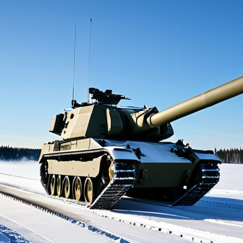 Home 20 A K9 Thunder self-propelled howitzer captured in a dynamic moment, positioned in a vast, snow-covered Nordic landscape. Its tracks are slightly kicking up snow, suggesting recent movement or preparation for quick relocation, embodying the "shoot-and-scoot" capability. The powerful cannon is elevated, set against a dramatic, clear, cold sky. The scene is depicted with accurate detailing, showcasing its robust design and powerful presence. Professional military photography, high quality, photorealistic, cinematic lighting, natural body proportions, correct proportions, well-formed hands (if any crew visible, fully clothed in appropriate attire). safe for work, appropriate content, professional, family-friendly.